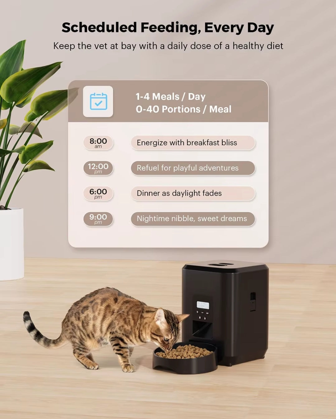 Smart Automatic Pet Feeder - Timed Food Dispenser & Slow Feeding Bowl for Cats and Dogs
